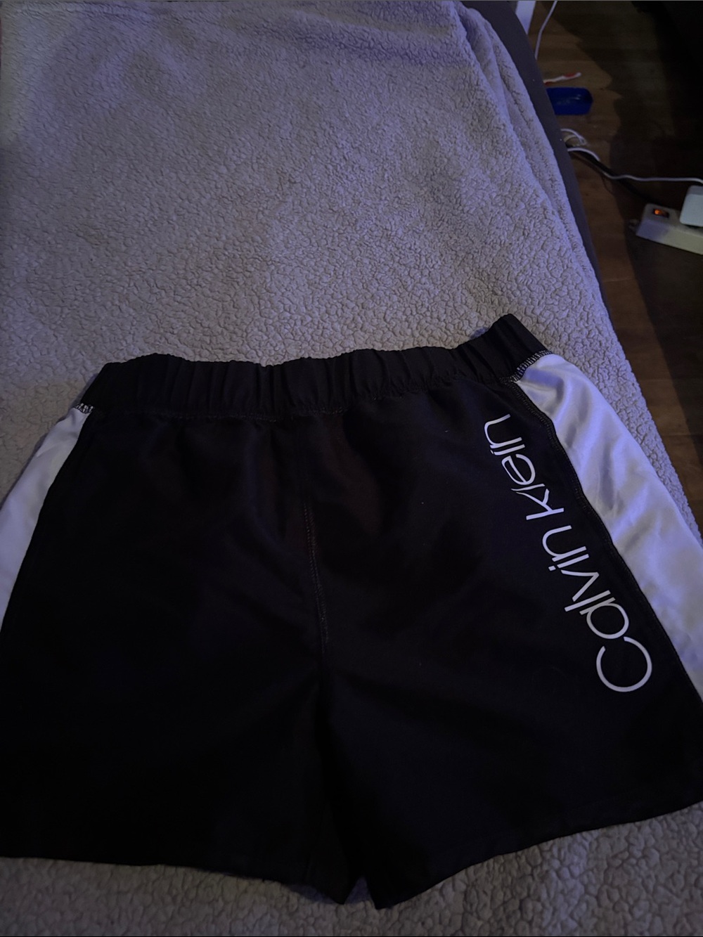 Calvin Klein Black Women's Athletic Shorts with White Side Panels